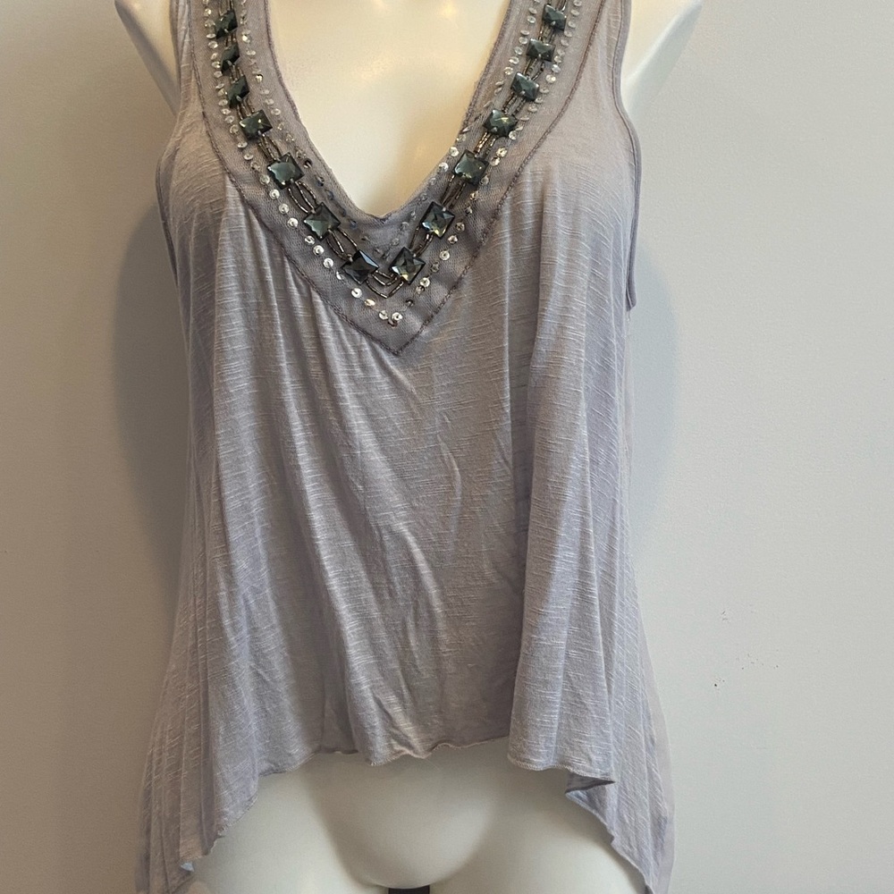 Embellished Lavender Gray Sleeveless Top